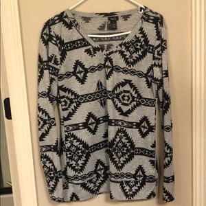 Black and gray Aztec long sleeved shirt